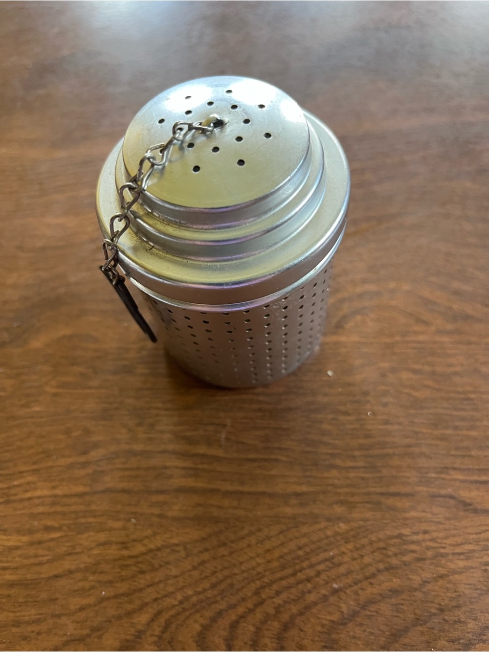 Aluminum Tea Infuser Canister with Chain - Silver
